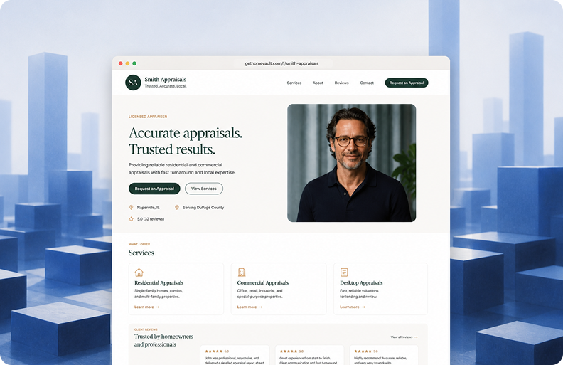 Professional appraiser storefront